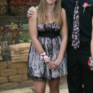 Pink and Black Jovani Homecoming Dress